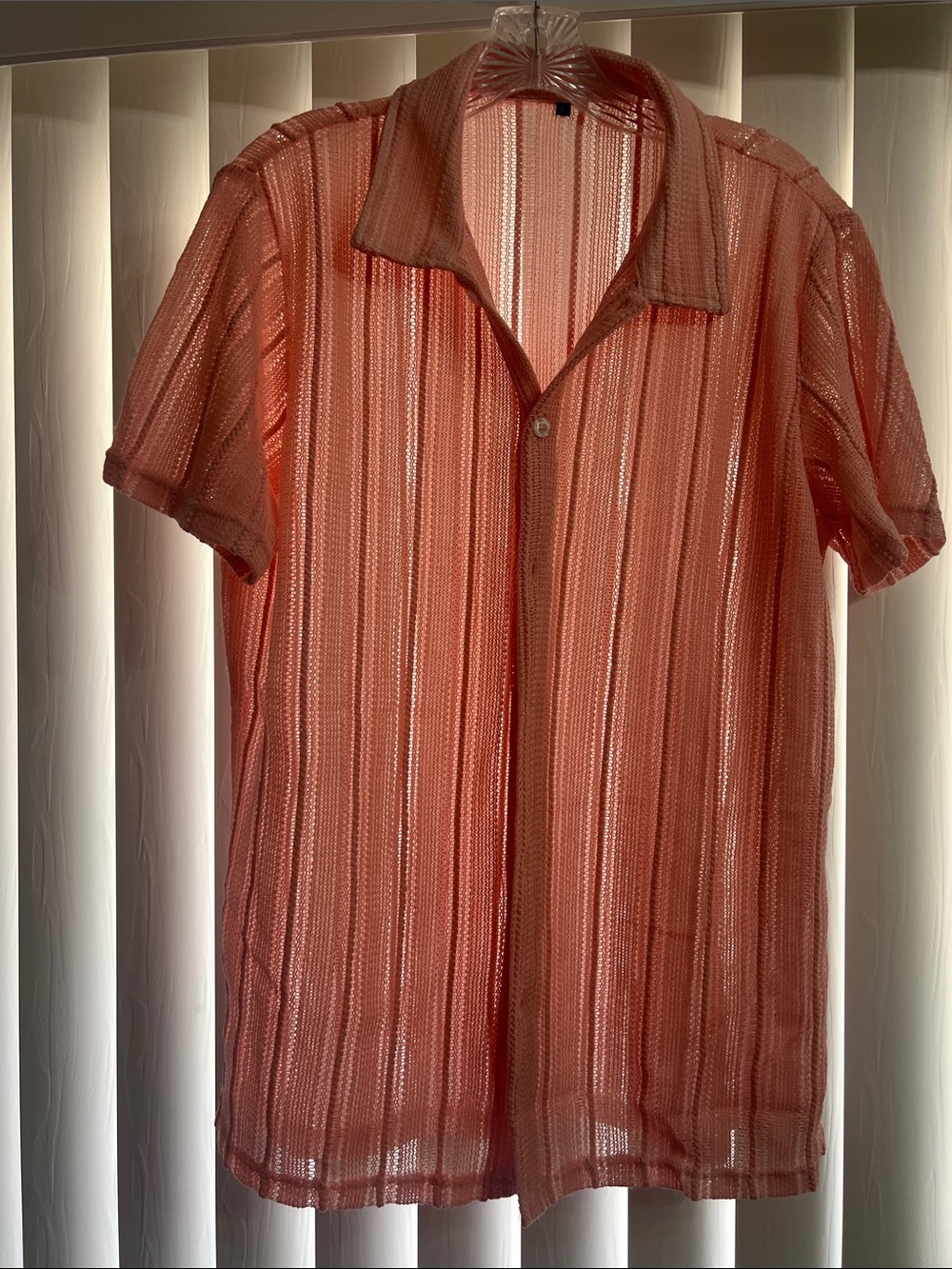 Lightweight Coral Short-Sleeve Button-Down Shirt